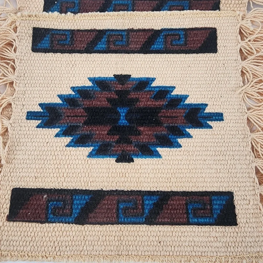 Lot 8 Southwestern Woven Cotton Drink Coasters El Paso Saddle Blanket Co pottery